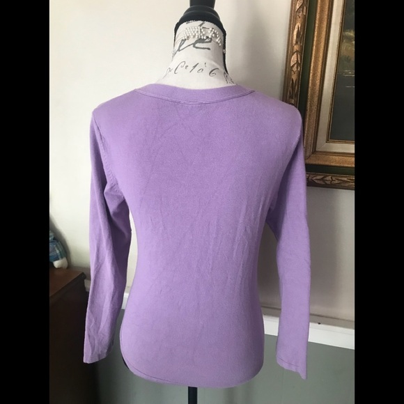 Studio C Lavender Ribbed V-Neck Stretchy Top S - Picture 5 of 7